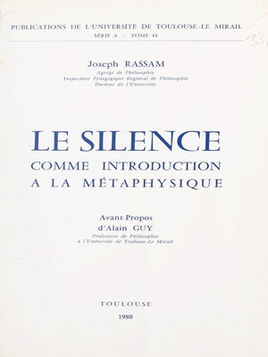 cover image of Le silence comme introduction à la métaphysique